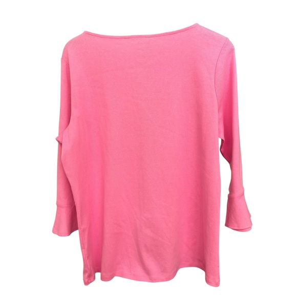 Lauren Ralph Lauren Pink Boatneck Top 3/4 Sleeves & Flounced Cuffs Women’s 2X - Picture 3 of 9